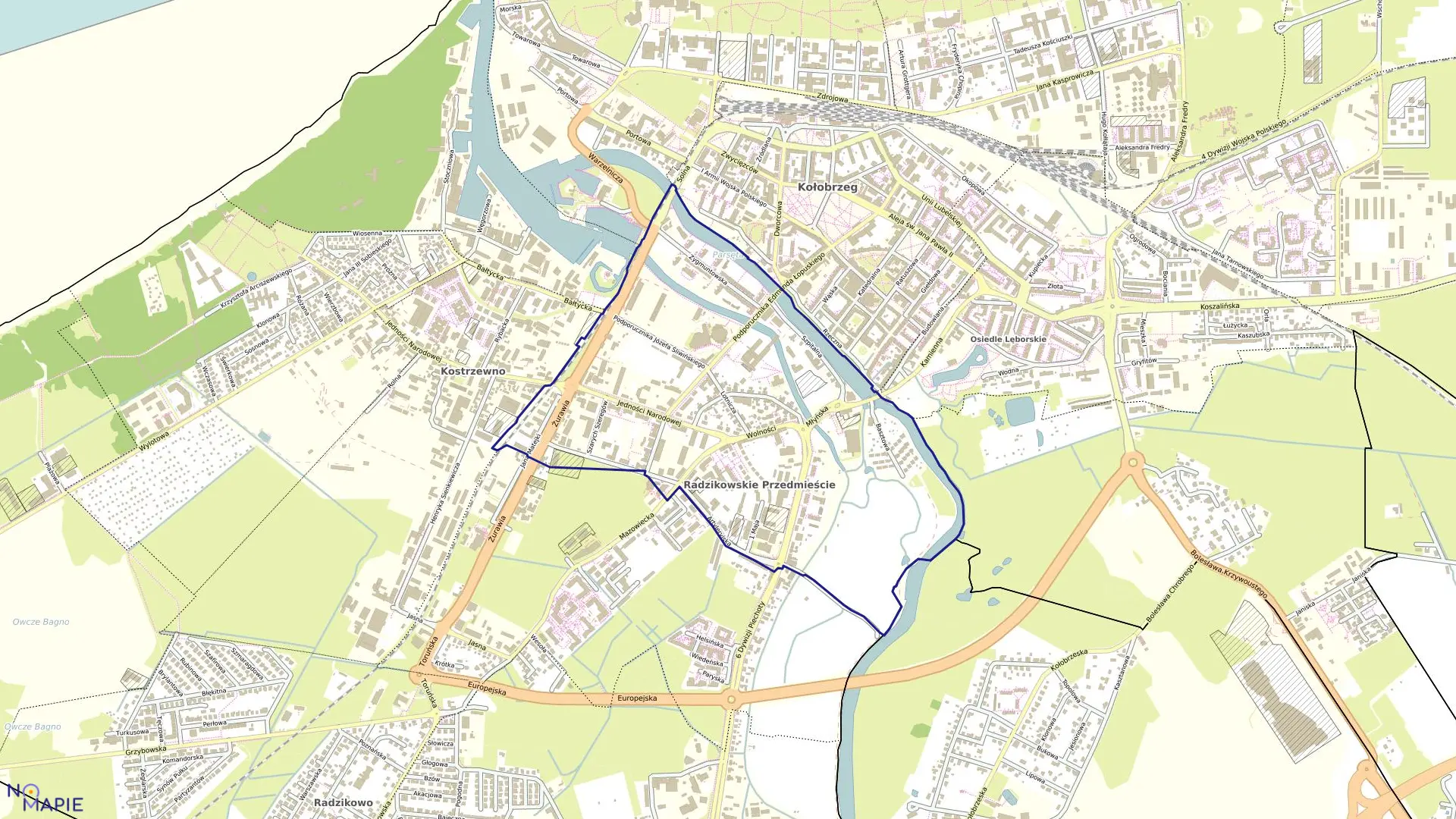 Mapa obrębu 11 w mieście Kołobrzeg