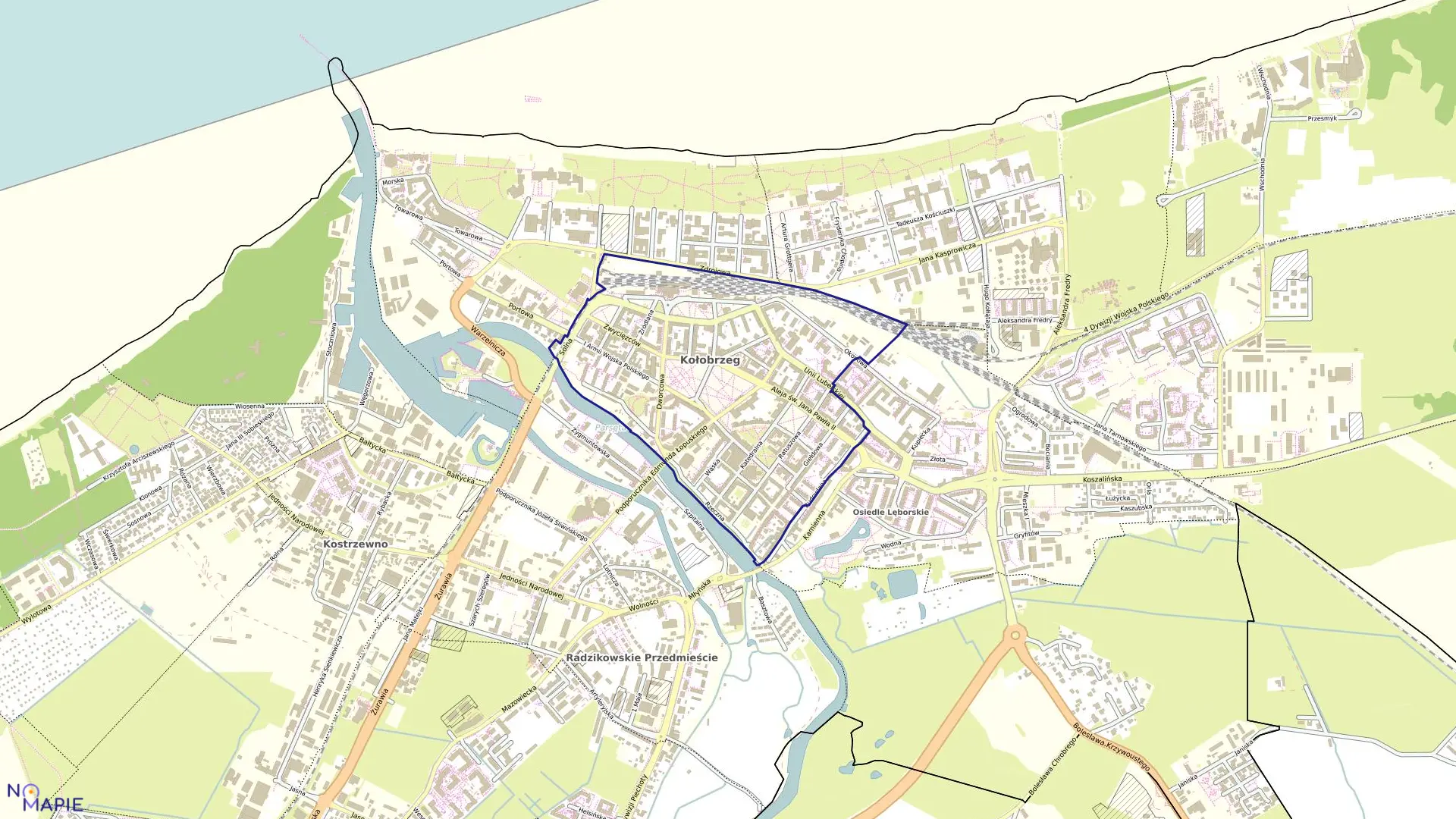 Mapa obrębu 12 w mieście Kołobrzeg