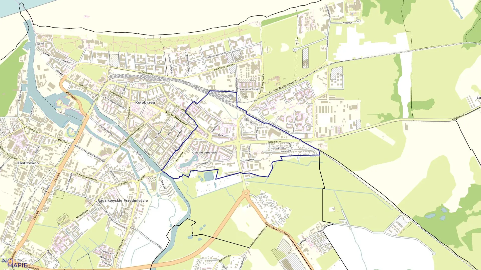 Mapa obrębu 13 w mieście Kołobrzeg