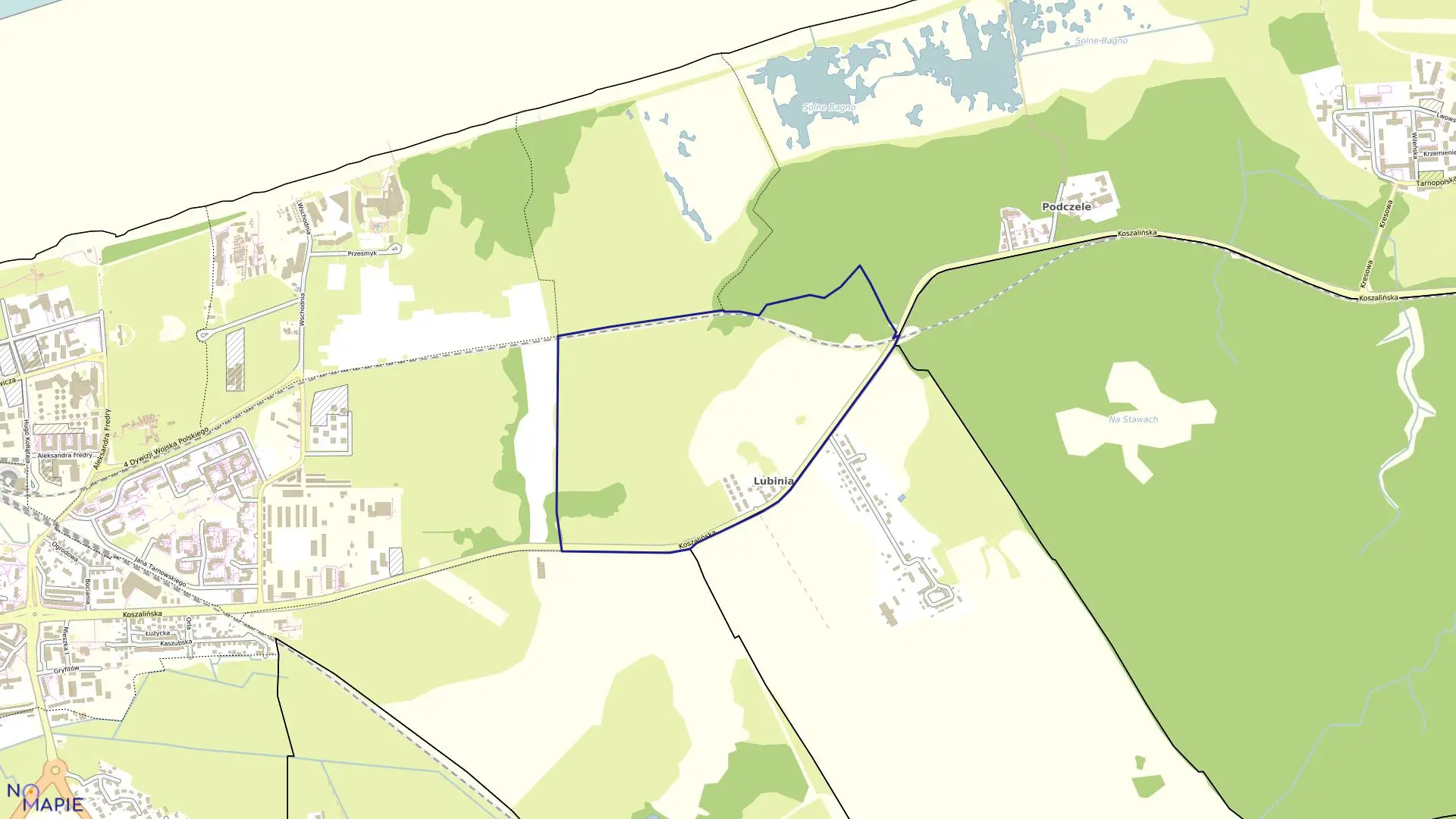 Mapa obrębu 15 w mieście Kołobrzeg