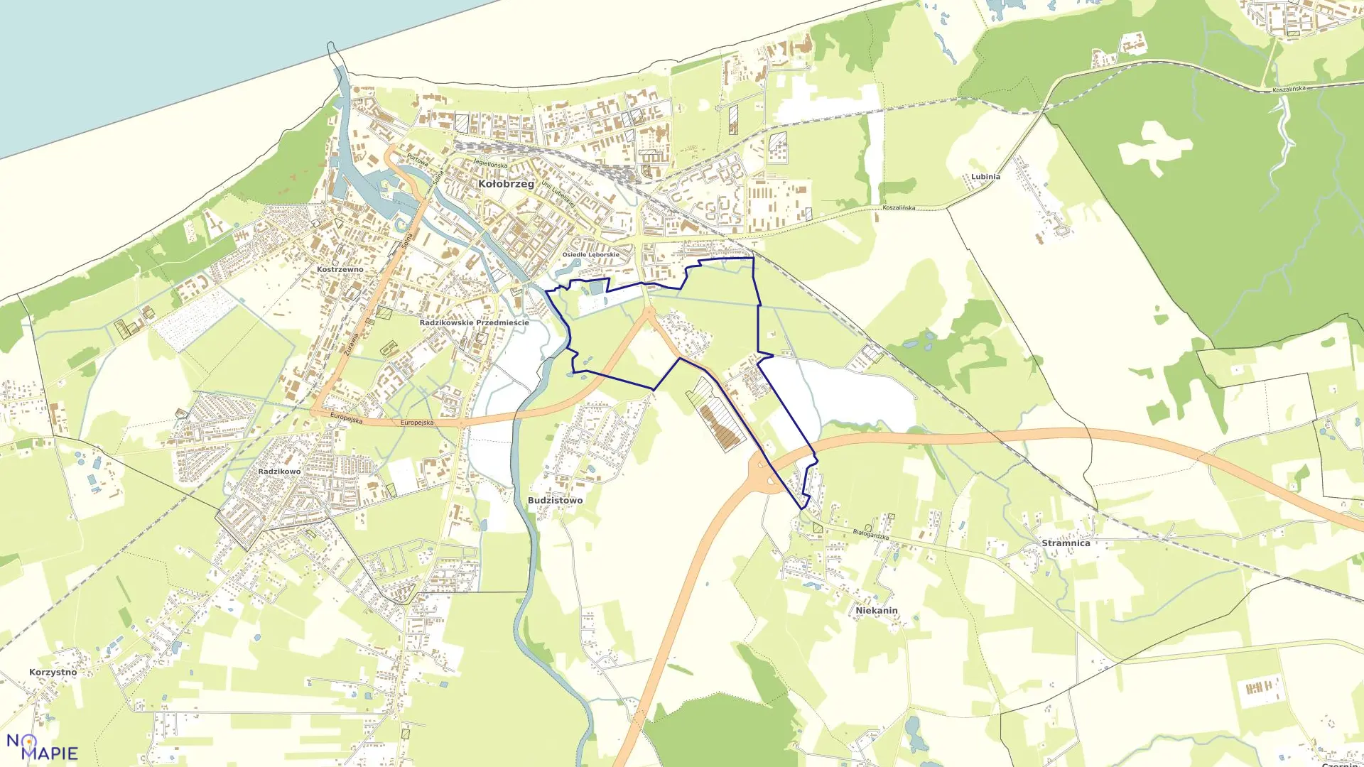 Mapa obrębu 19 w mieście Kołobrzeg