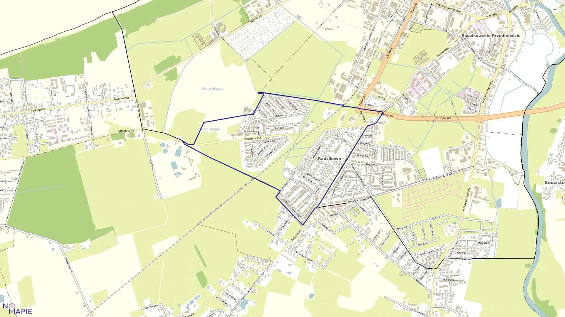 Mapa obrębu 9 w mieście Kołobrzeg